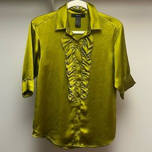 smythe tuxedo ruffle blouse matcha green